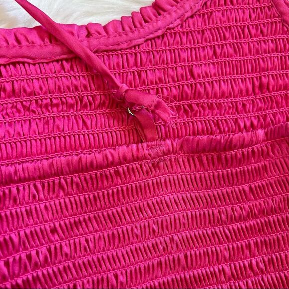 Free People Fuchsia Pink Cami Cropped Smocked Tank Medium - Picture 3 of 6